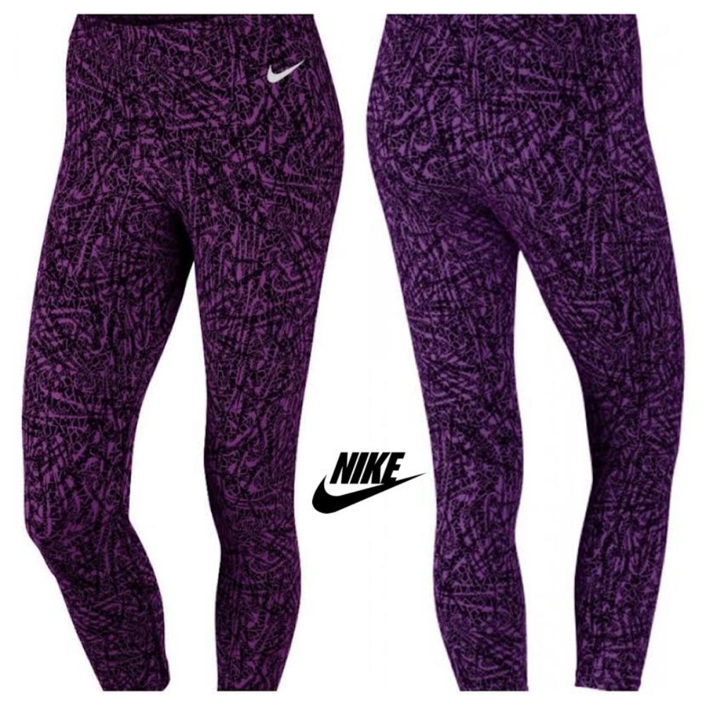 NWT NIKE Women's Club Crop Legging in bold berry Print Cotton Spandex